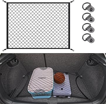 Elastic Cargo Net for SUV,Universal Truck Net Organizer with Storage Bag,32"x24" Stretch to 56"x42" Small Cargo NetBungee Mesh Cargo Hold for Car,Truck,Pickup,RV,Road Trip Essentials