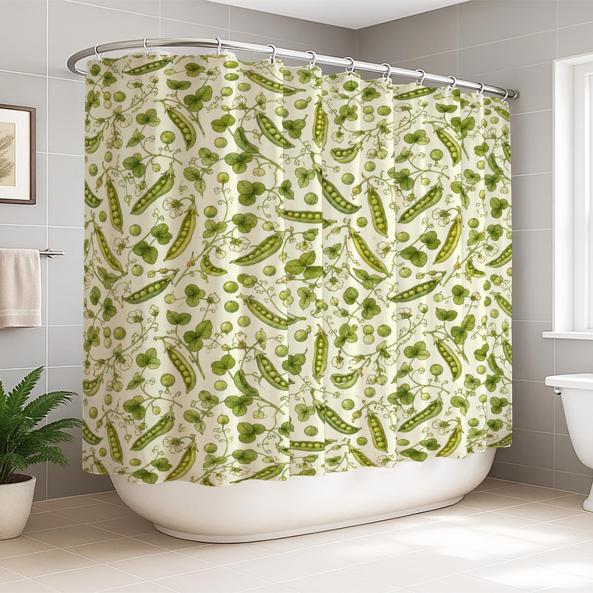 Rideau de douche extra large en tissu imperméable haut de gamme motif vignes vertes
