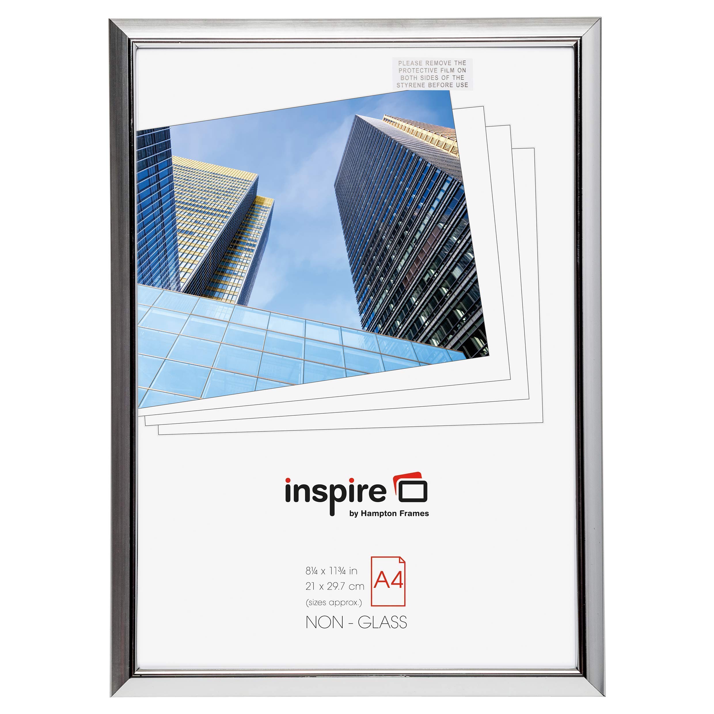 Hampton Frames Silver Easyloader Poster Certificate Photo Frame | A4 21X30cm, Acrylic | Easy Load Design, Lightweight, Wall Or Desk Display | For Photos, Certificates, Artwork