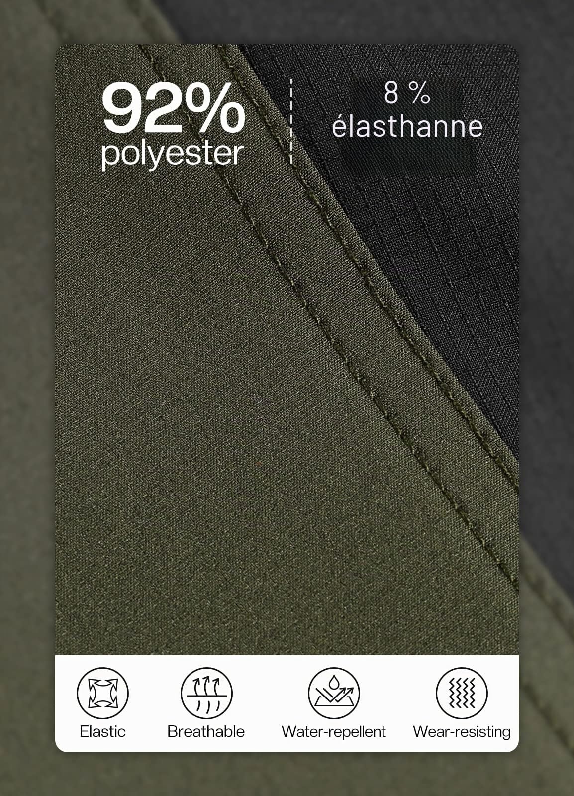 BERGRISAR Short de cyclisme pour homme avec poches zippées 1806BG