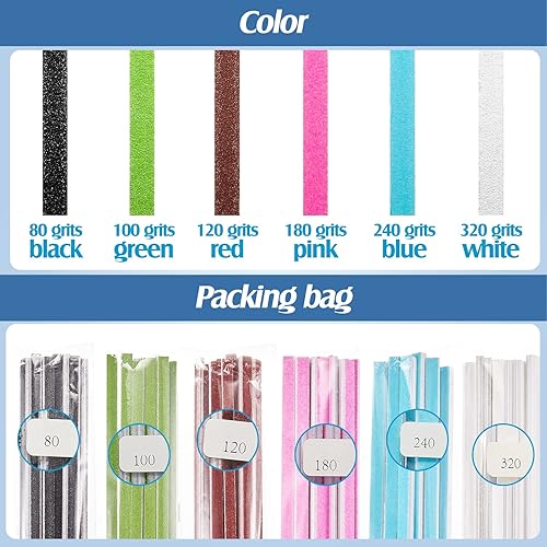 Miniatura 3 de Honoson 70 piezas de palitos de lijado, palitos pulidores, ramita de lijado fina, herramienta de lijado codificada de abrasivo para plástico, modelo