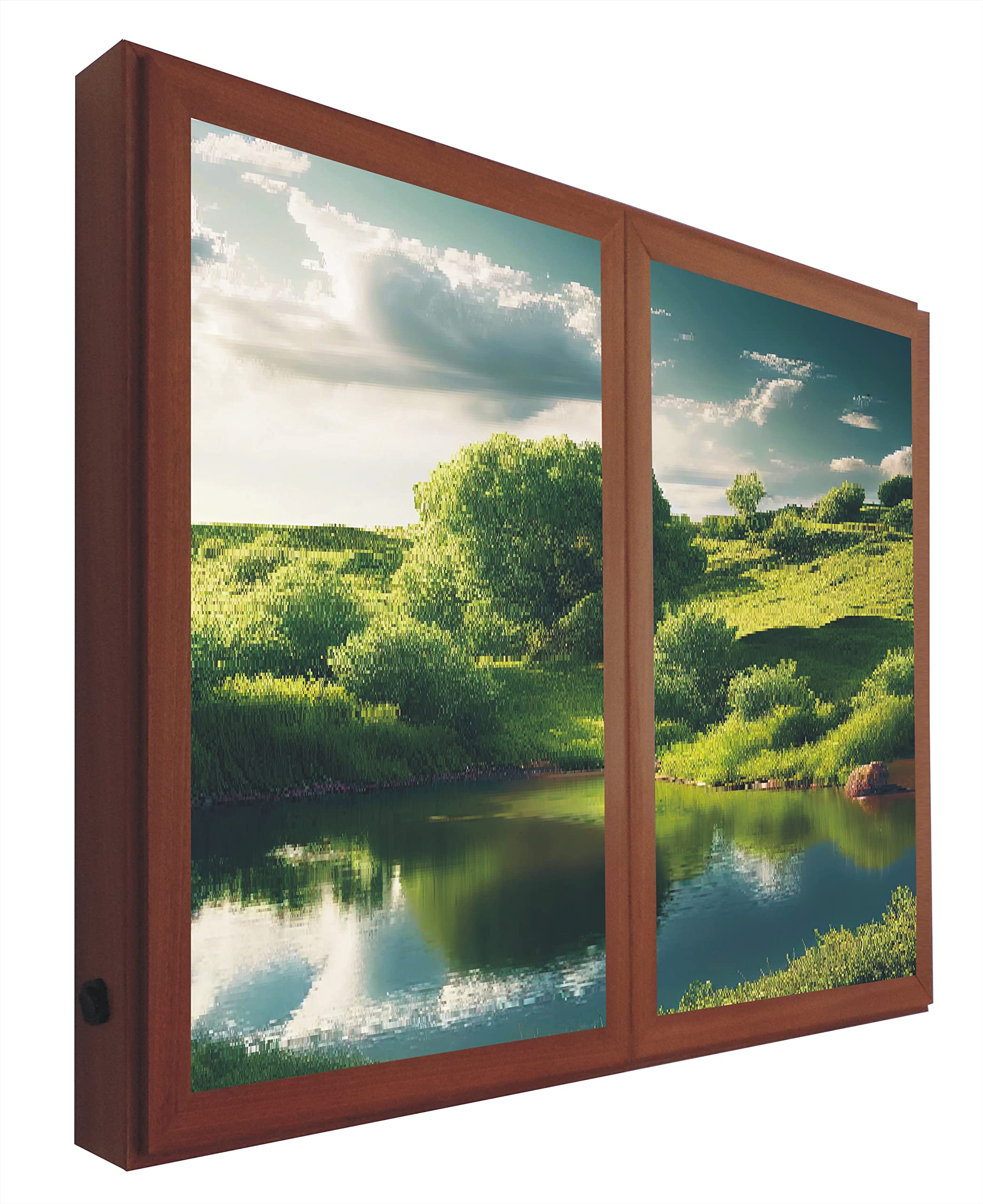 Fausses fenêtres paysage de printemps illuminées tableau déco LED 60x90cm