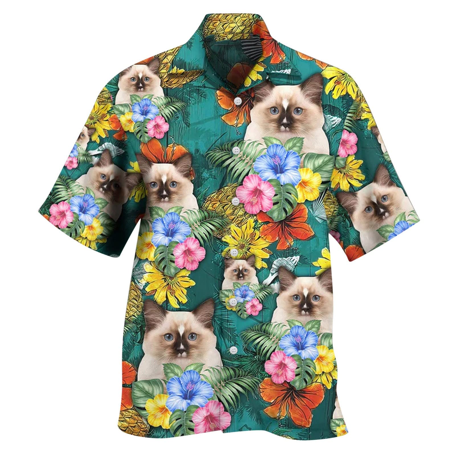 Generic Camisa hawaiana personalizada para hombre, camisas de playa tropicales con botones, camisa de manga corta para verano, camisa hawaiana de manga corta, camisa con estampado divertido para vacaciones,