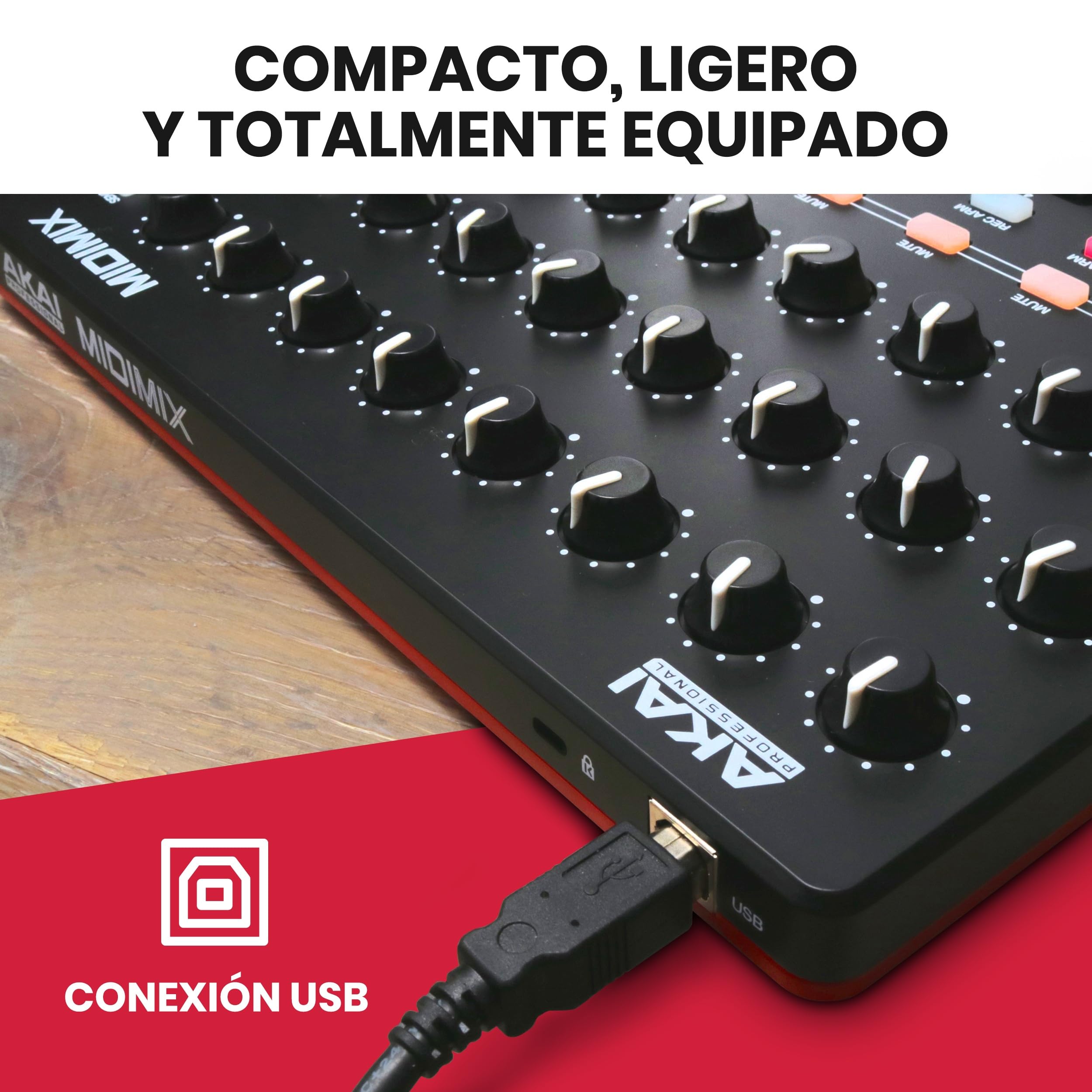 Akai Professional MIDIMIX - Mezclador de Audio, Controlador de DAW MIDI USB, Mesa de Mezclas con 8 Faders, 1 Master Fader, 24 Knobs Asignables y Mapeo con Ableton Live