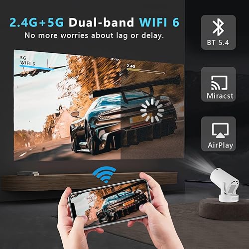 Miniatura 8 de Mini proyector con WiFi y Bluetooth, proyectores portátiles con ratón, proyector inteligente de películas para exteriores de 40-200 pulgadas,