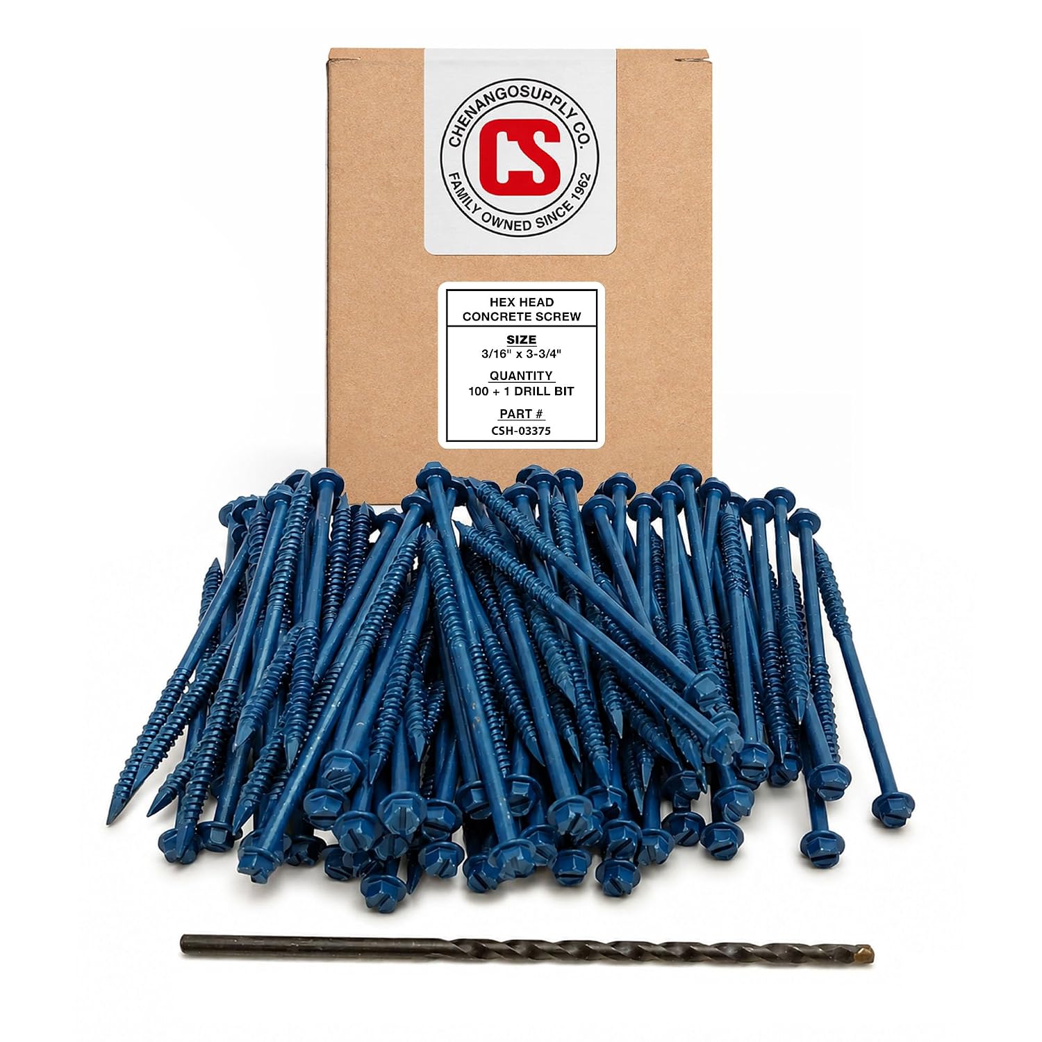 Chenango Supply 3/16 x 3-3/4" Hex Head Concrete Screw Anchors