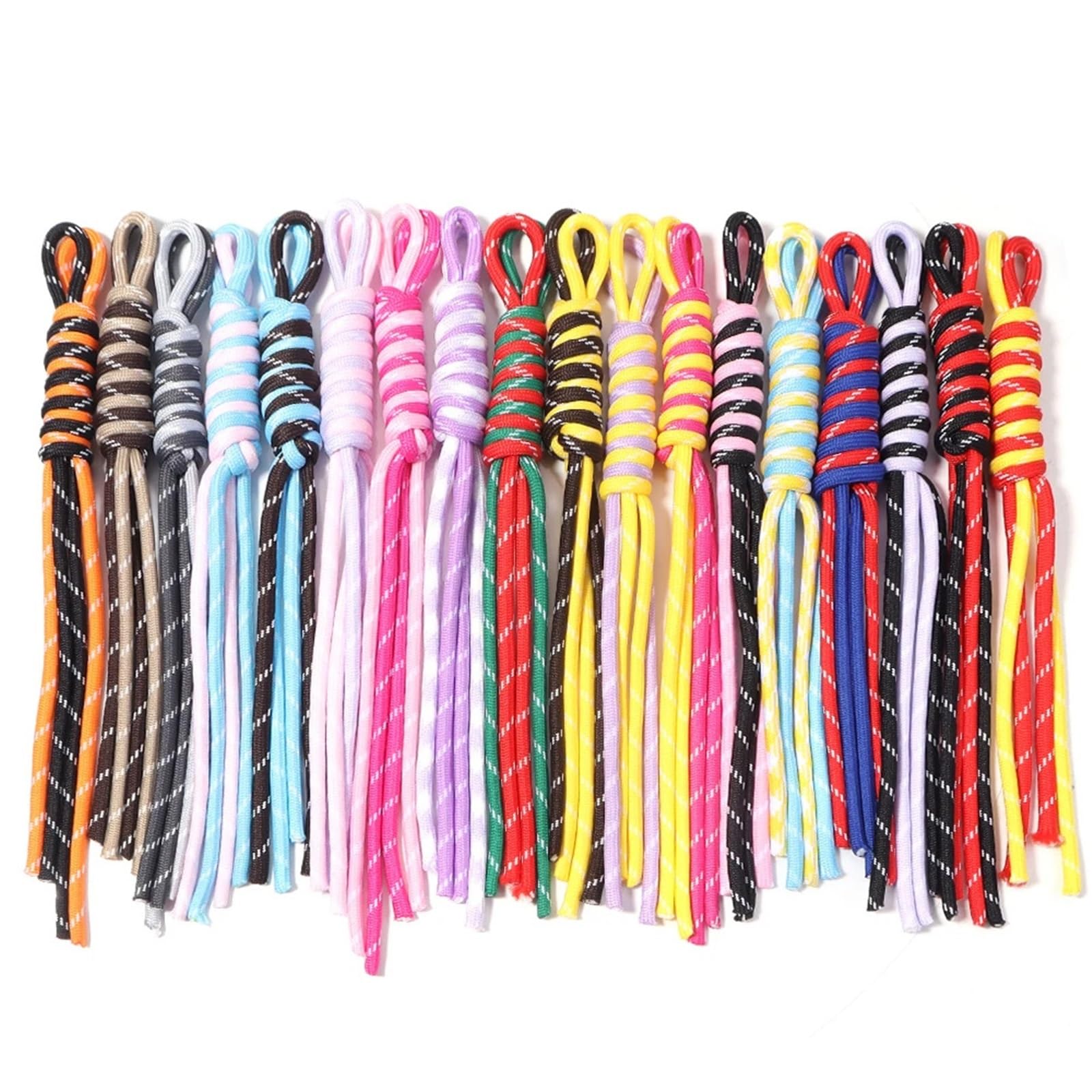 Nylonschnur, 24 Stück, 25 cm, geflochtenes Schlüsselband, Polyester, gewebtes Seil, Kordeln für Heimwerker, Schlüsselanhänger, Handytasche, Zubehör für Armbänder, Makramee, Rot / Schwarz
