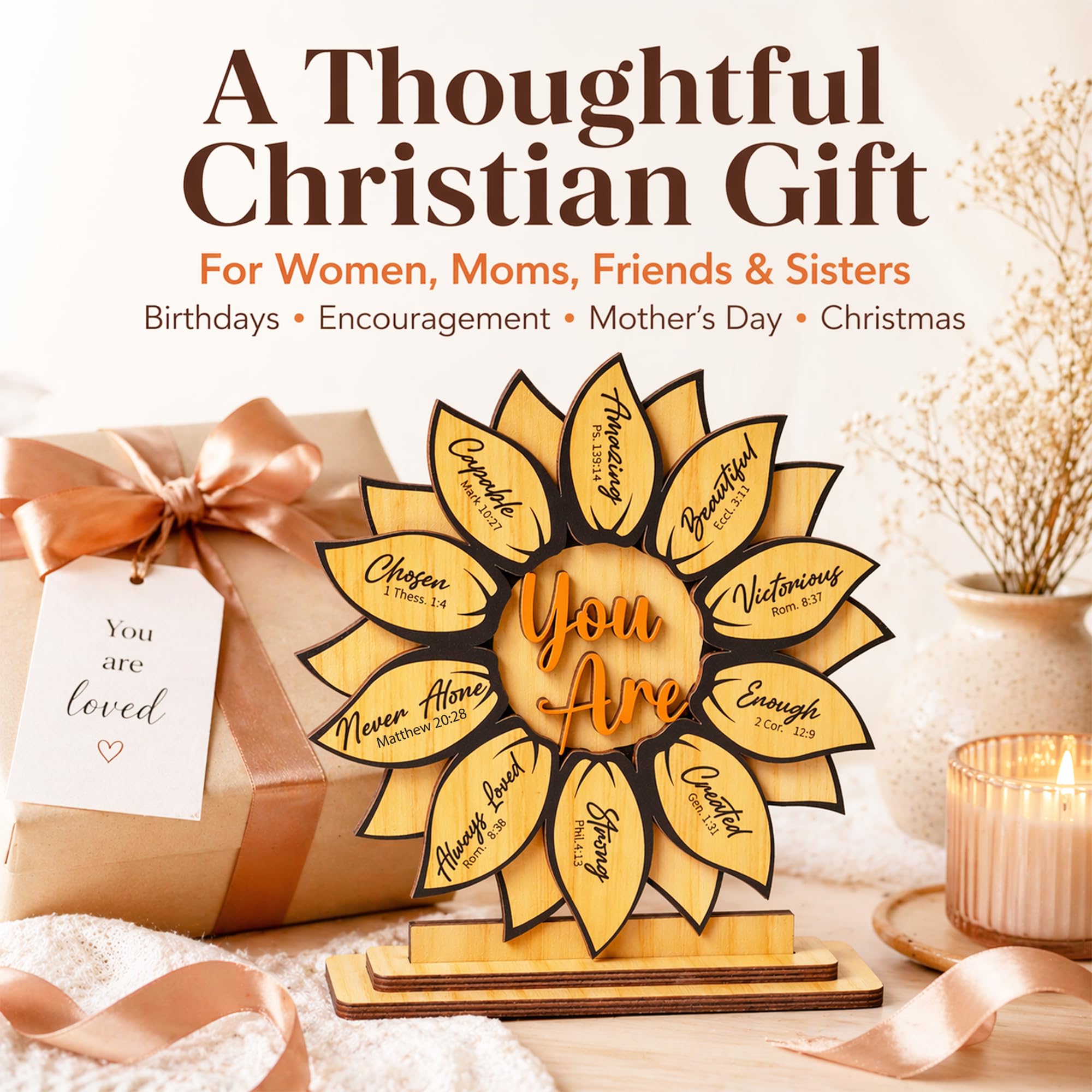 Christian Graduation Gift for Her, Christian Sunflower Gifts for Women, Birthday Gifts For Women, Sister, Wife, Daughter, Coworker, Teacher, Sunflower Decor