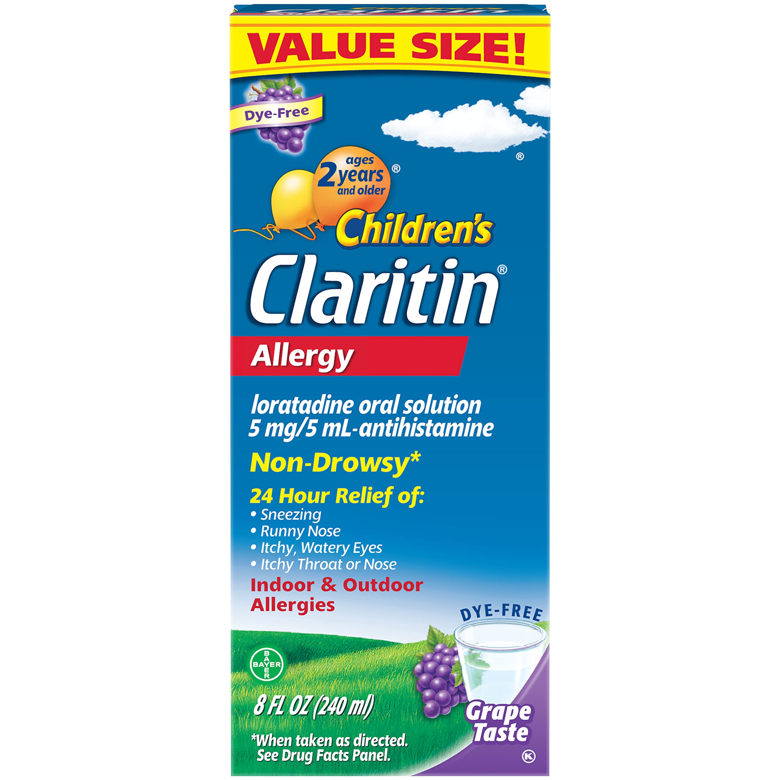 Claritin Children's 24 Hour Allergy Medicine for Kids, NonDrowsy Allergy Relief, Loratadine