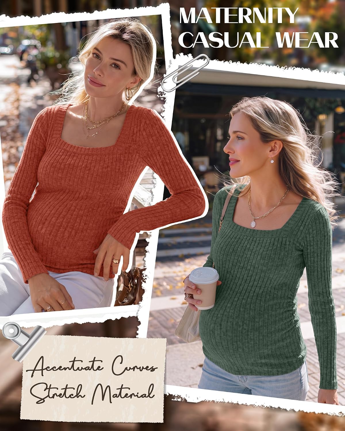 Ficerd 3 Pack Maternity Long Sleeve Sweaters Ribbed Knit Shirts
