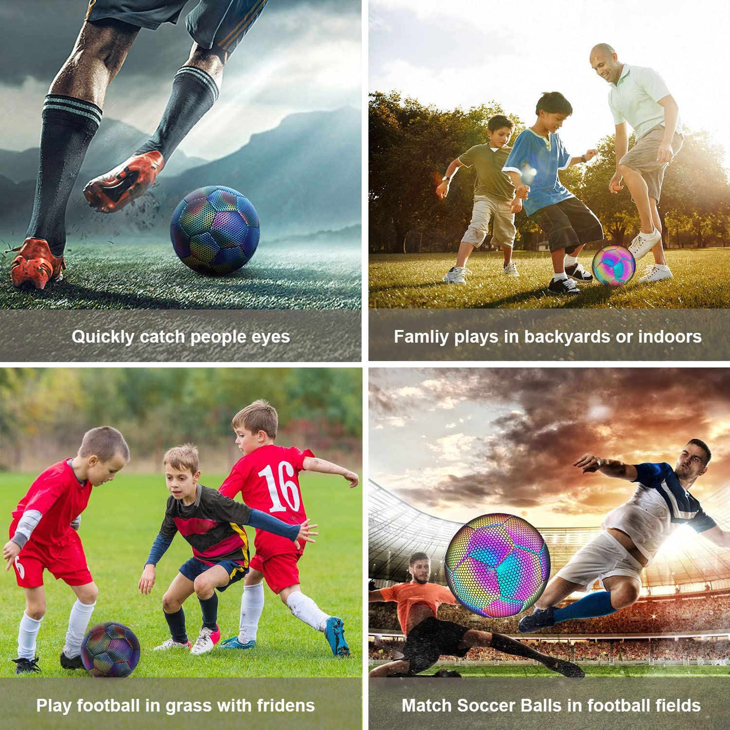 Ballon De Football Phosphorescent Taille 5 - Réfléchit La Lumière, Brillant Dans Le Noir - Pour Enfants Et Adultes - Entraînement Jour Et Nuit