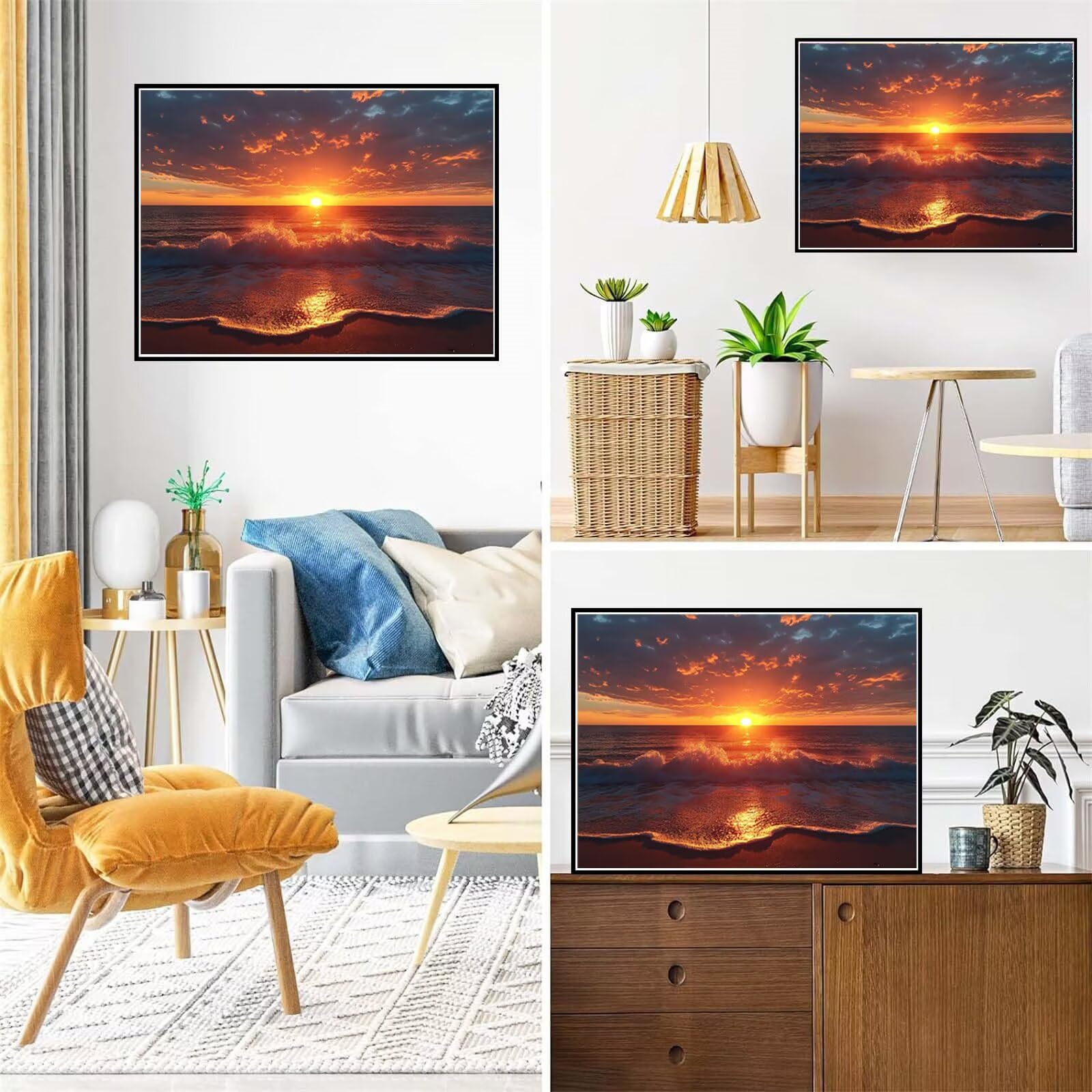 Peinture Diamant Coucher de soleil, Diamond Painting 90 x 130 cm, B-350