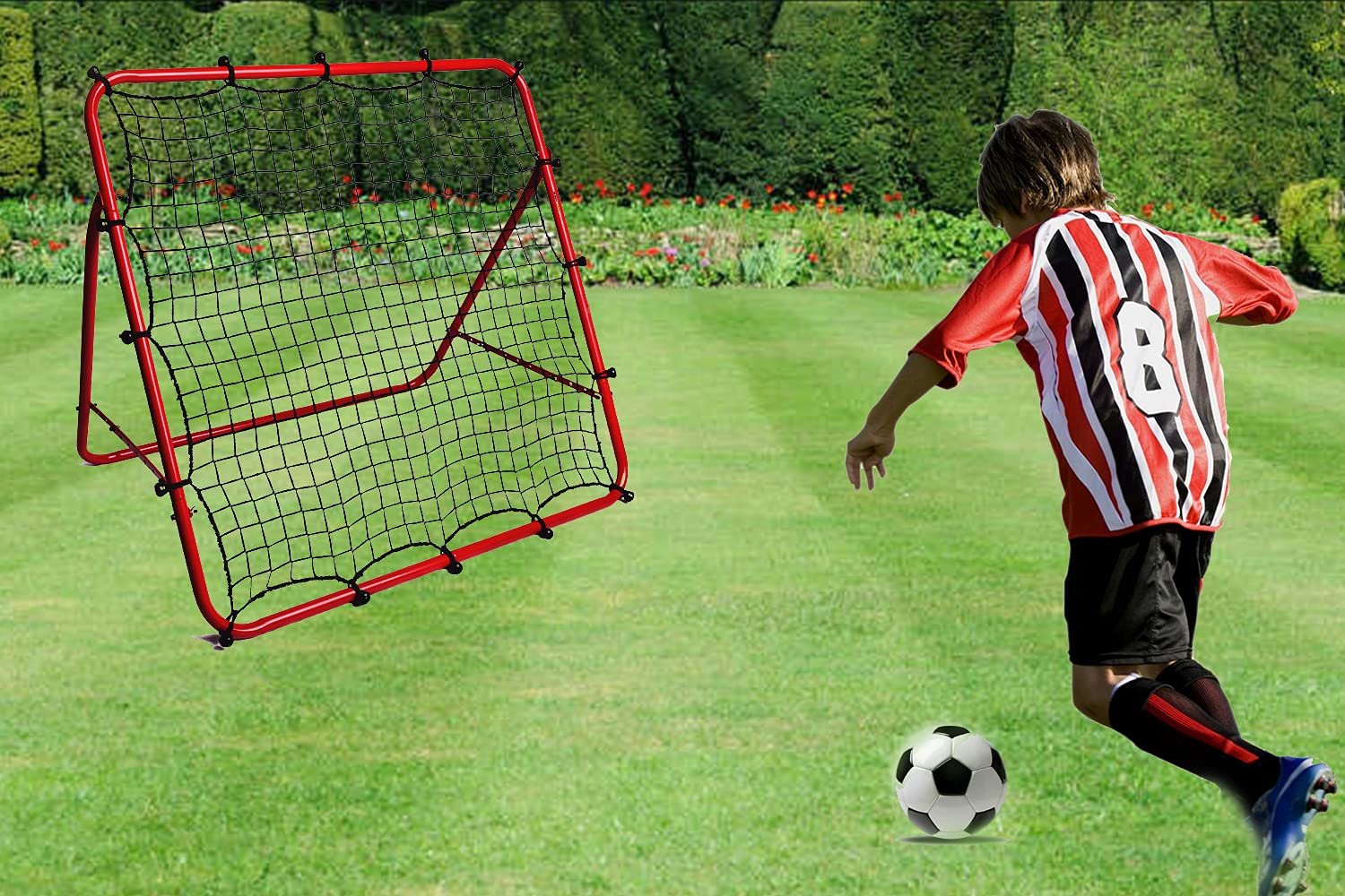 Filet de rebond pliable pour entraînement de football avec tube épais et corde
