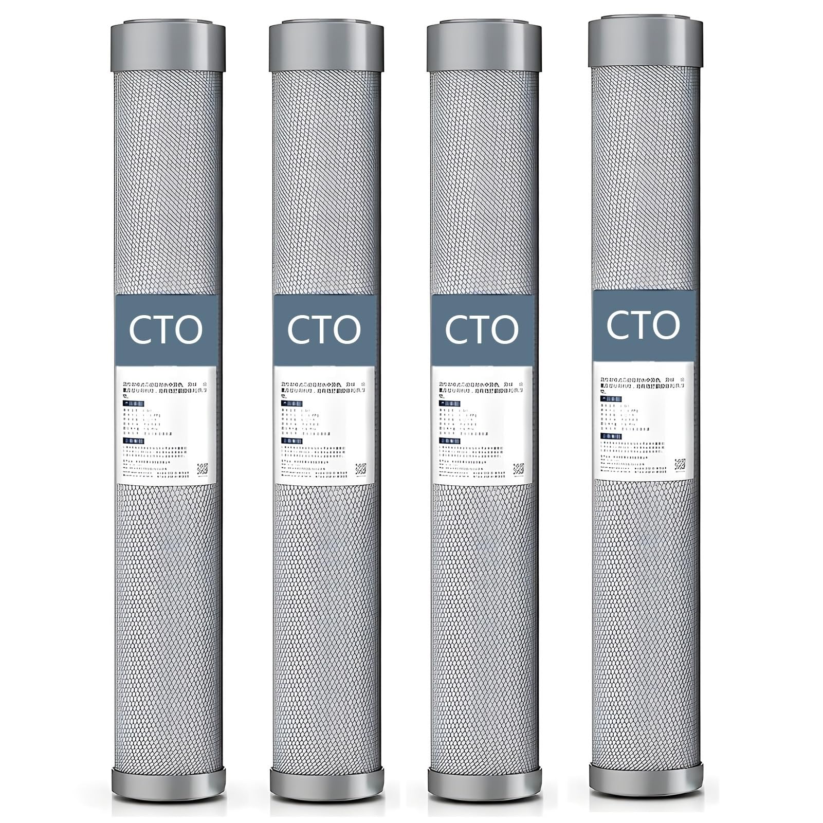 4 szt. 20" x 2,5" Filtr do wody CTO na cały dom, wysokowartościowy węgiel aktywowany CTO, do komercyjnych systemów wodnych