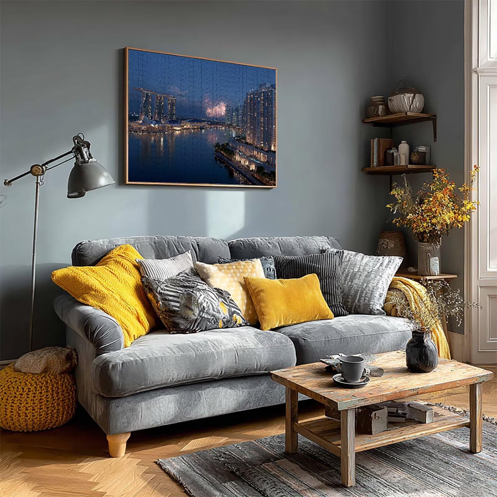 Drewniane Puzzle Miasto, Nocny Widok Puzzle 5000 Sztuk Dla Dorosłych Z Compact Box 156 x 105 cm, Wyzwanie Puzzle, Kreatywne Gry Puzzle Dla Mężczyzn Kobiet, Letnia Dekoracja, 1-1004