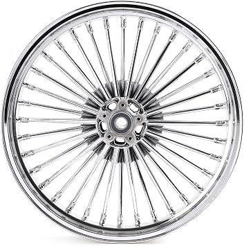 21x3.5 Chrome Front Wheel Rim 36 Fat King Spokes Tubeless For Harley Touring 2008-2023 FLHR Road King FLHX Street Glide FLHT Electra Glide FLTR Road Glide With ABS