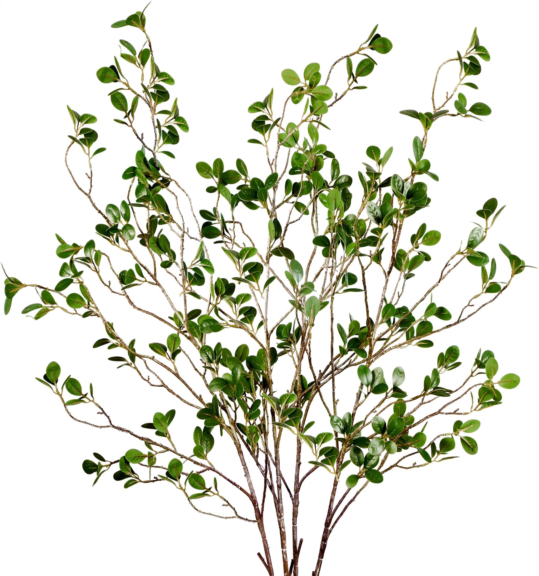 Sggvecsy 43’’ 4Pcs Artificial Ficus Branches Faux Leaf Spray Green Eucalyptus Branches Artificial Greenery Stems Fake Ficus Twig Plants for Home Office Wedding Vase Filler Shop Decoration