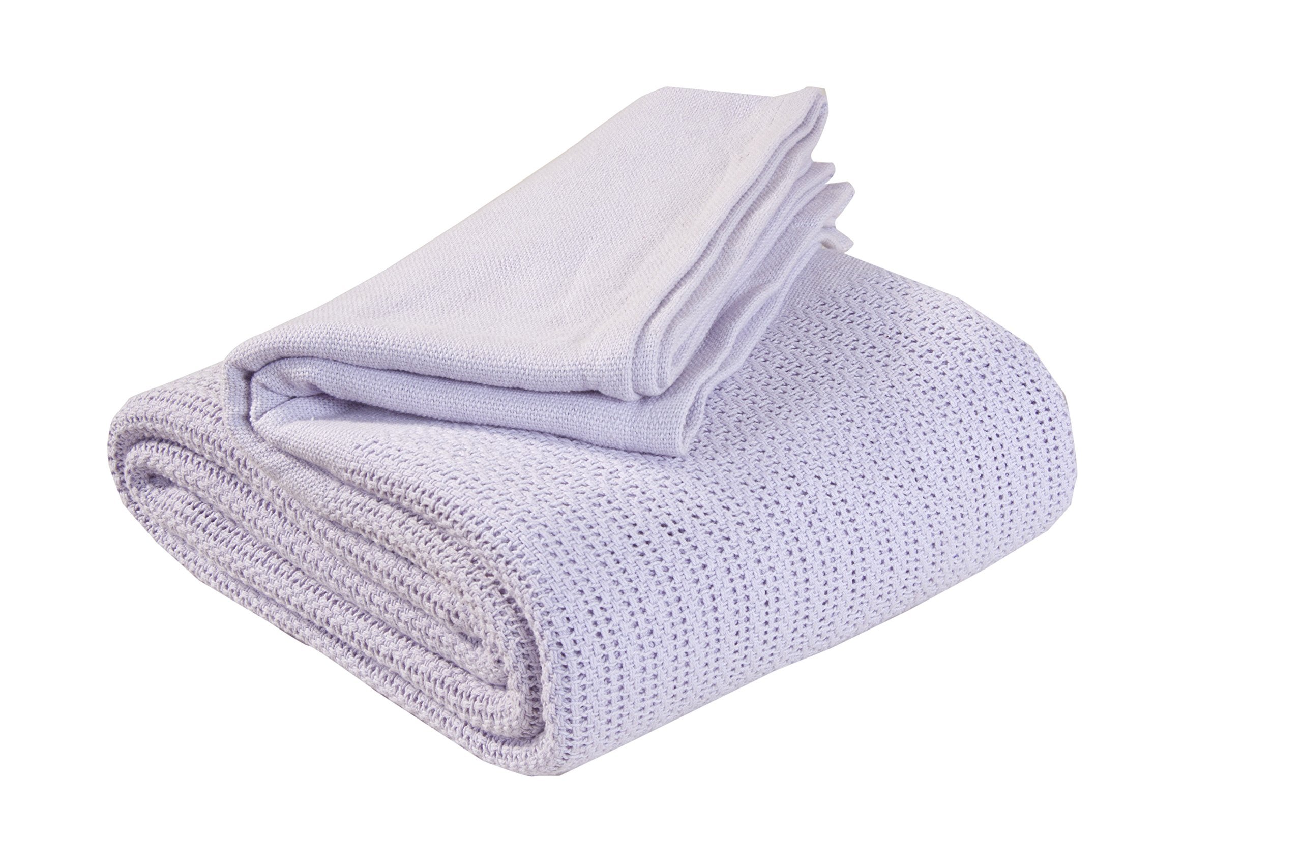 EHC Cotton Soft Hand Woven Reversible Lightweight Adult Cellular Blanket, Double 230 x 230 cm, Lavender โ image 1