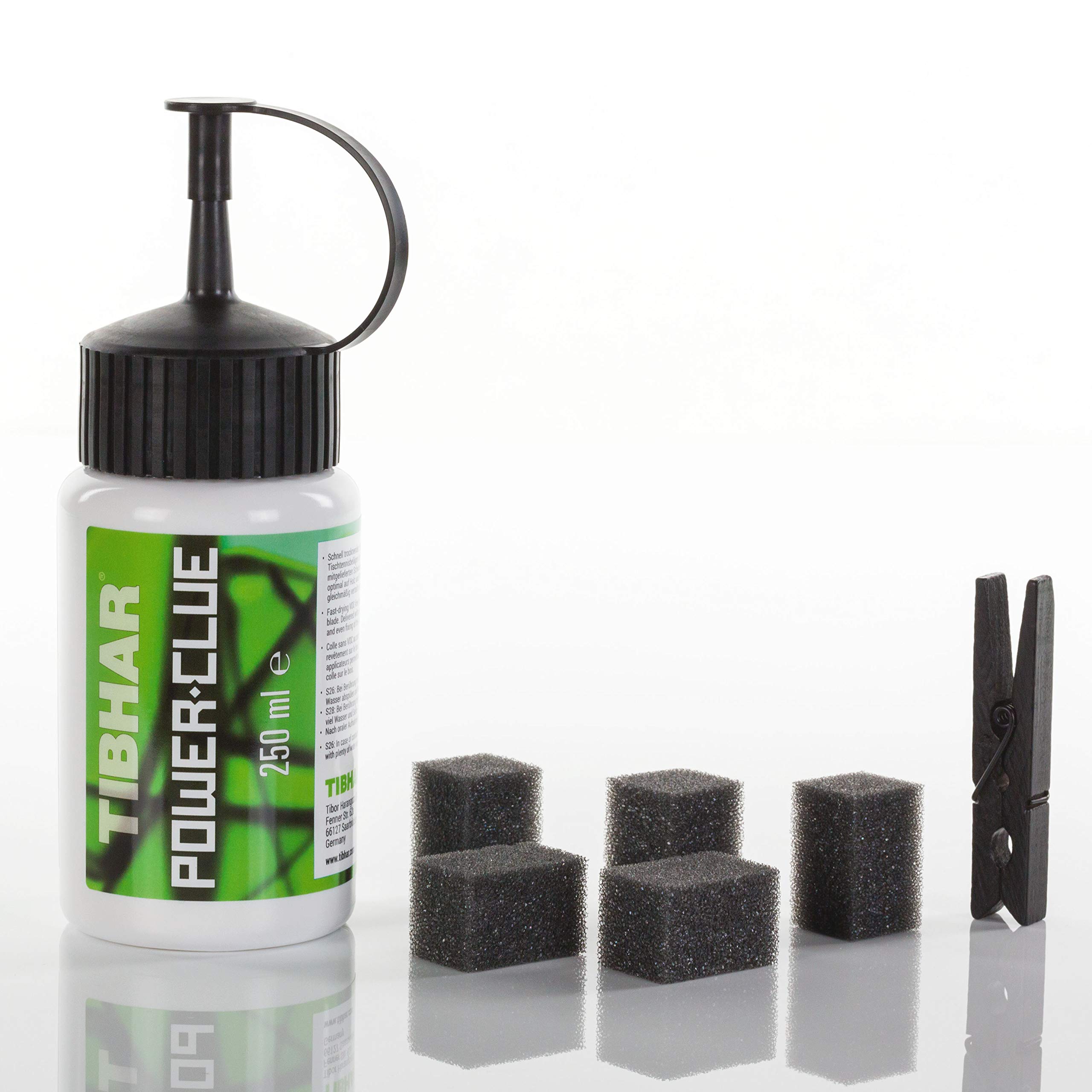 Tibhar Colla per ping-pong per rivestimenti Power Clue, senza solventi, approvata ITTF, 250 ml