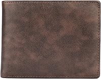 Vista 70 de HIMI - Cartera elegante de cuero auténtico para hombre, con bloqueo de interferencia de radiofrecuencia (RFID), con 2 ventanas para identificación