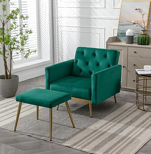 Miniatura 2 de Moderna tumbona de terciopelo para interiores con 3 ángulos reclinables, se convierte en reclinablecama, sofá cama convertible para sala de estar,