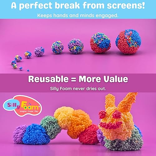 Miniatura 18 de Espuma tonta, cuentas de espuma de modelado creativo, paquete de 2 paquetes de 6 bloques de color primario, fácil de limpiar, perfecto