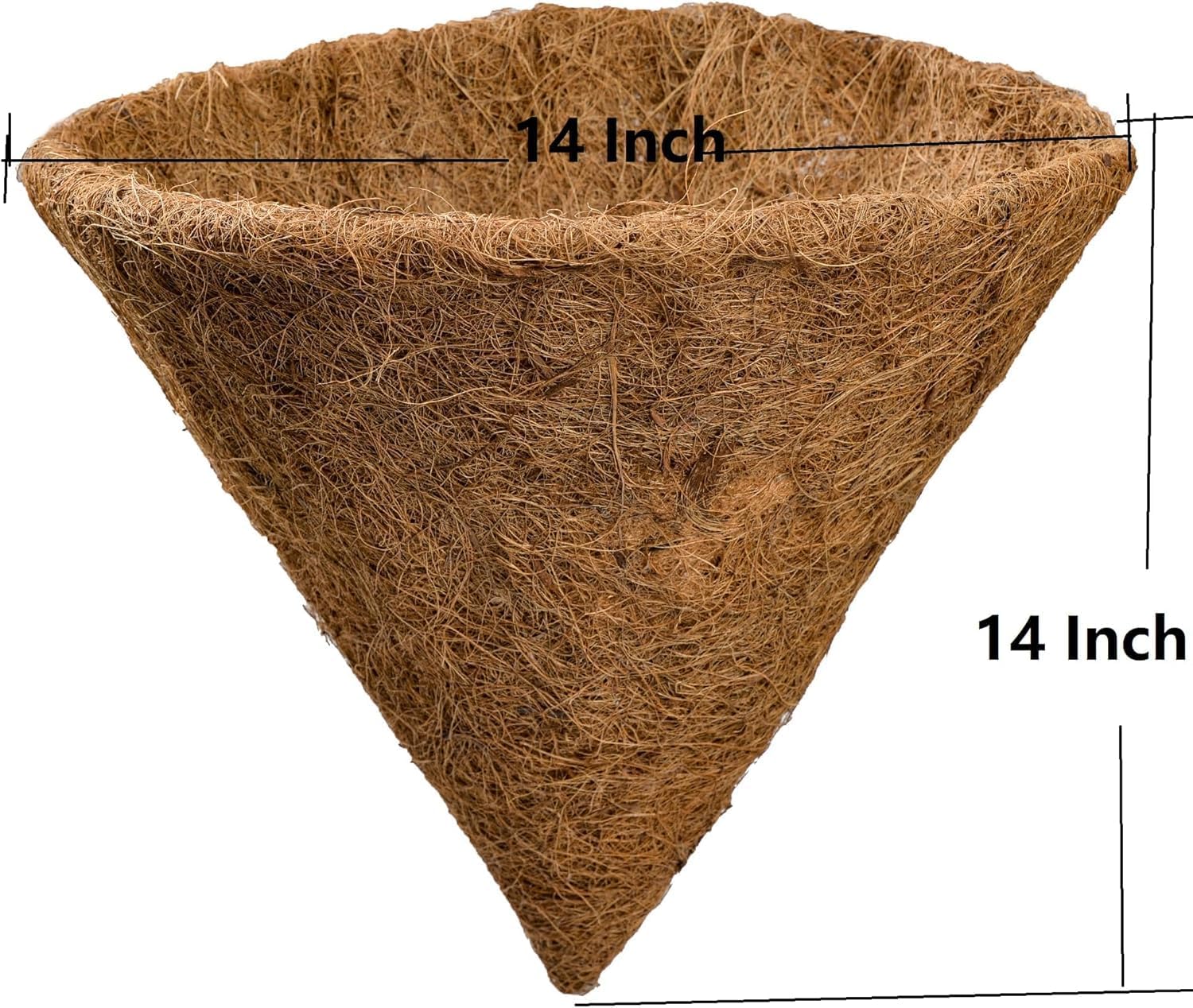 Rayrong 14 Inch Cone Shaped Pre-Formed 100% Natural Replacement Coconut Fiber Liner for Garden Flower Pot Vegetables Herbs.Pack of 2 PCS