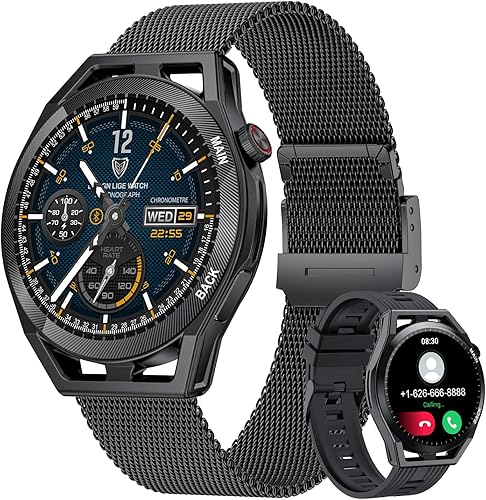 LIGE Reloj inteligente para hombre pantalla HD de 132 pulgadas monitor de ritmo cardíacopresión arterialsueño reloj inteligente con texto y llamada
