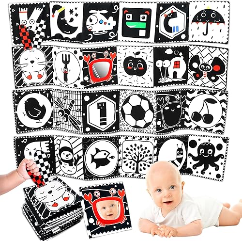 Juguetes para bebés en blanco y negro, de 0 a 6 meses, 2 piezas, de alto contraste, juguetes para recién nacidos de 0 a 3 meses, desarrollo