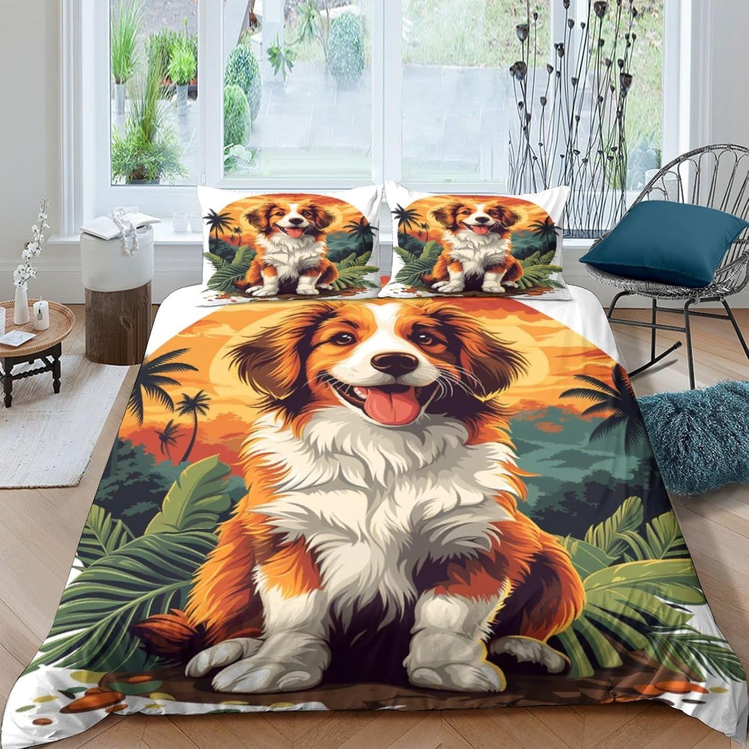 Housse de couette chien 260x230 cm avec 2 taies d'oreiller en microfibre respirante