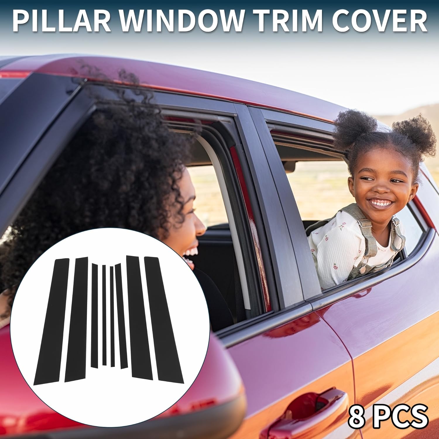 Door Pillar Window Trim for Toyota Rav4 2007-2012 Anti Scratch Sticker Pillar Posts Door Outer Exterior Cover Black 8 Pcs