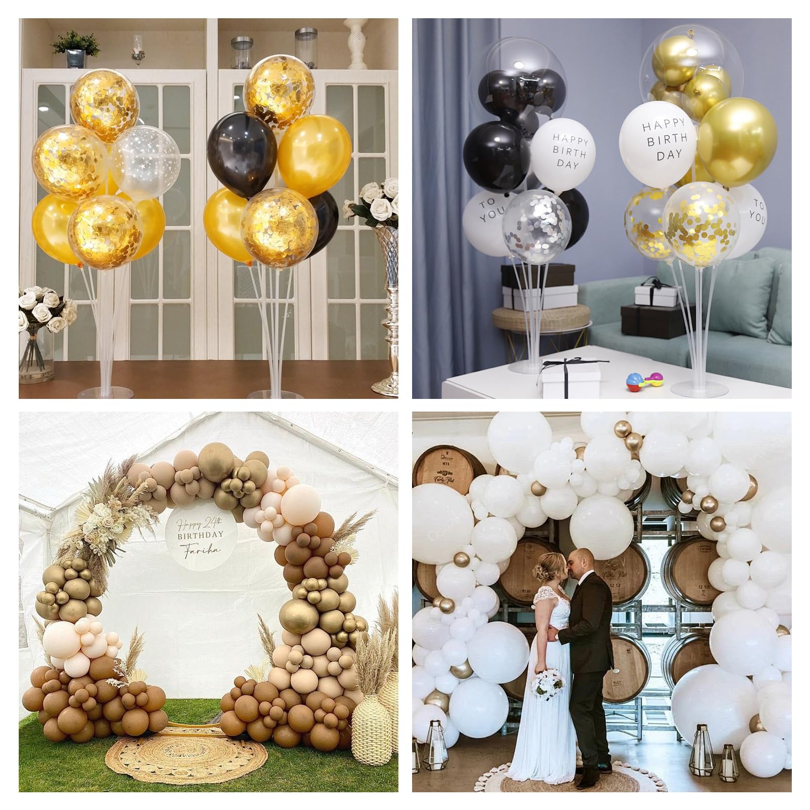 Ballonbogen-Set, 3 m, mit 2 Ballonstangenständern, mit Wasser befüllbarer Basis und Faserstangen für Hochzeit, Abschlussfeier, Geburtstag, DIY-Partyzubehör, Weihnachtsdekorationen