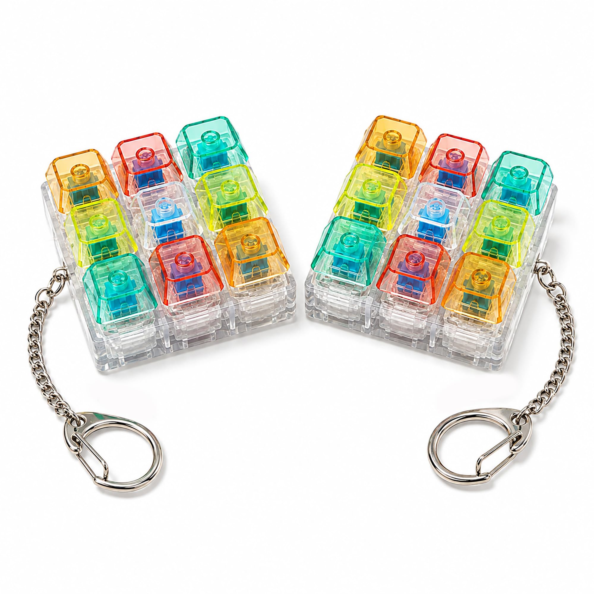 2 Pcs Keyboard Fidget Clicker Toys – 9 Key Fidget Keychains