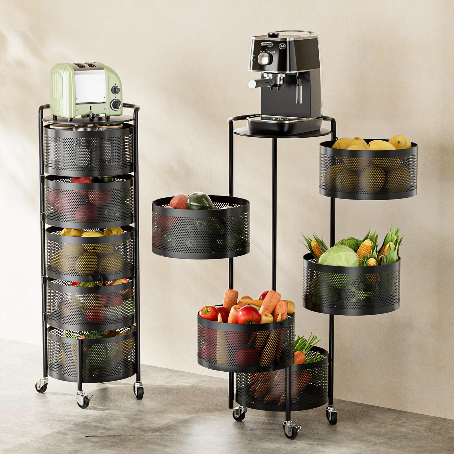 Amazon.com: JAQ No Assembly Rotating Kitchen Storage Rack, 5-Tier