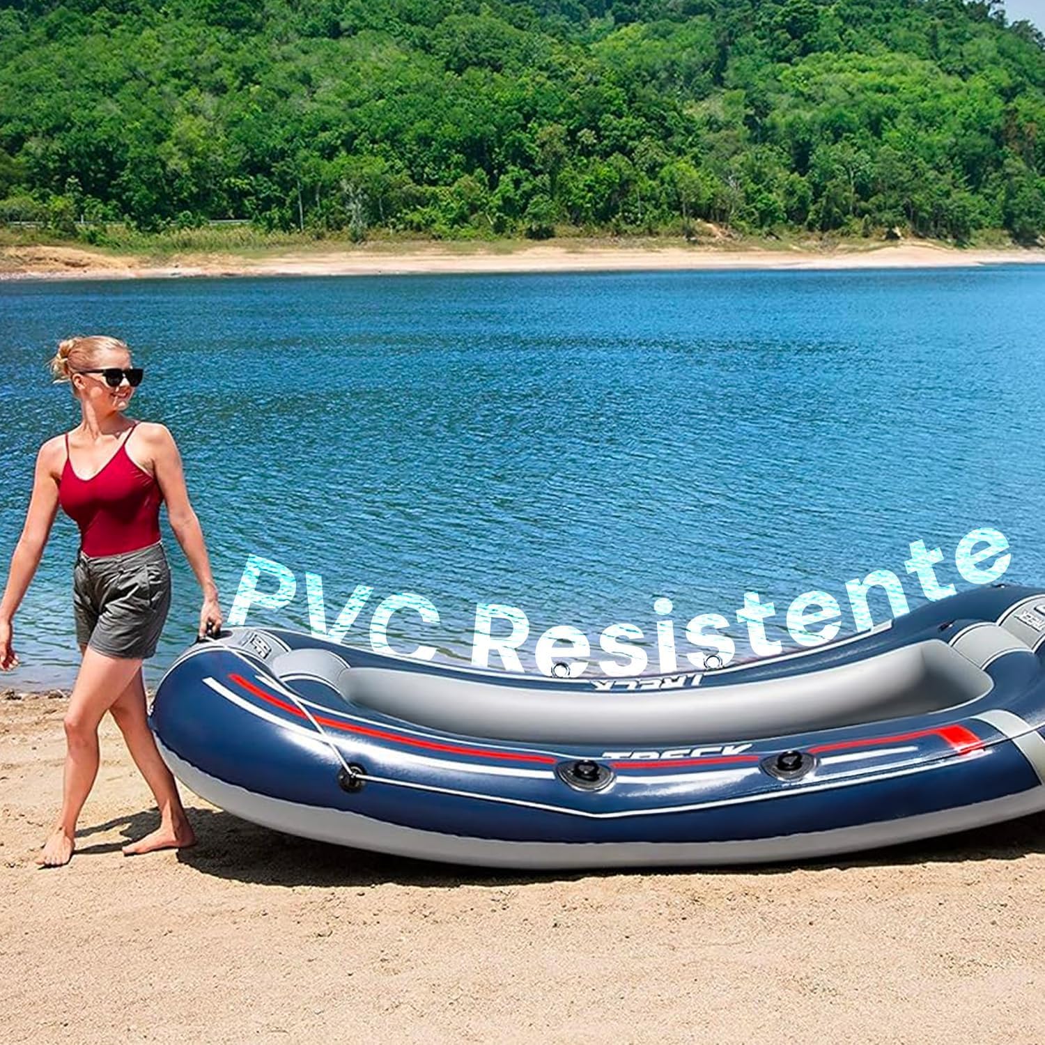 Canotto Gonfiabile per Due Persone 2,28x1,21 m - Ideale per Escursione, Relax e Divertimento in Fiumi, Laghi e Mare - Realizzato in Materiali Resistenti e Durevoli - Capacità di Carico 170kg