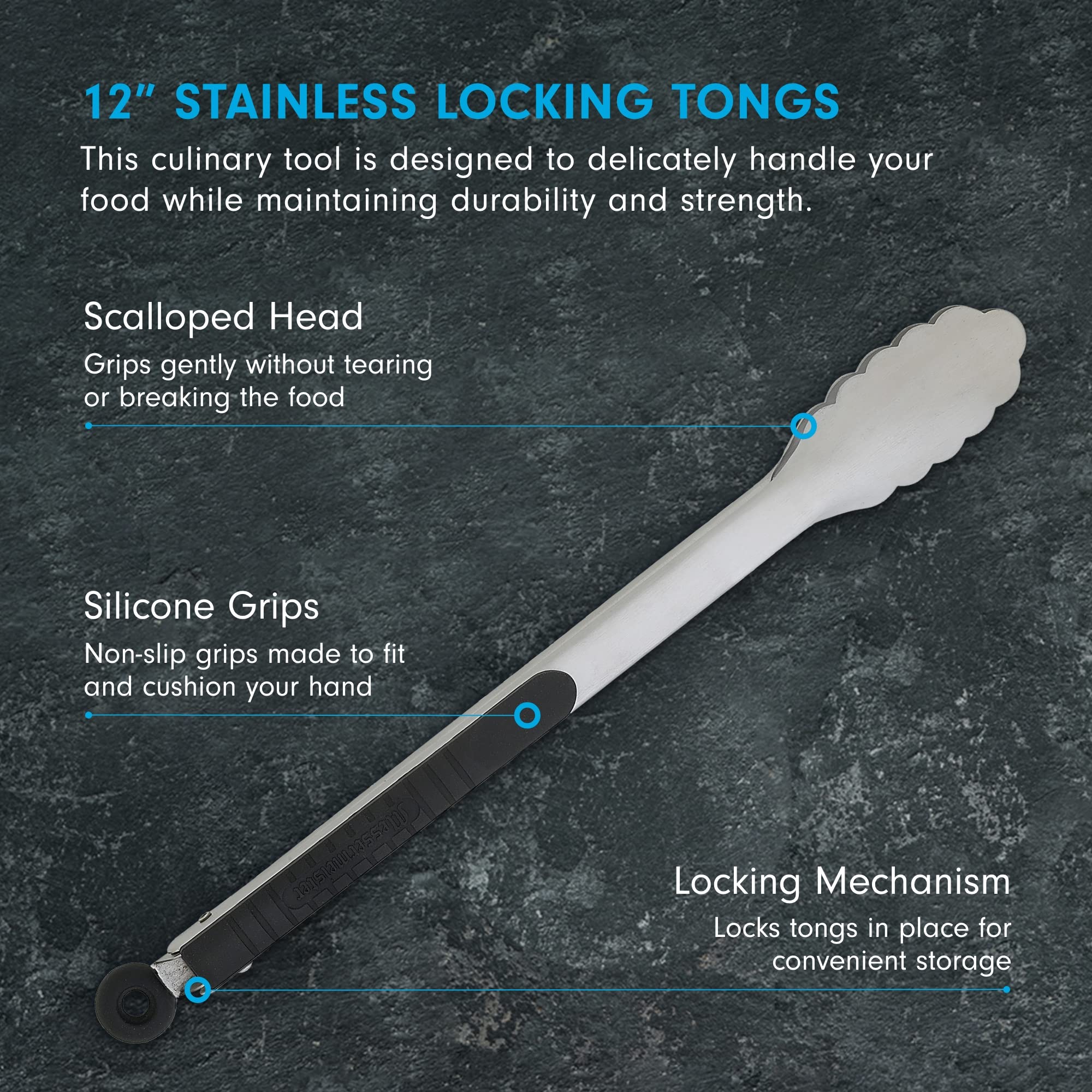 Messermeister stainless steel Locking Tong, 30,5 cm