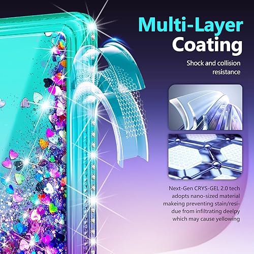 Miniatura 6 de NGB - Funda diseñada para Samsung Galaxy S20+ Plus y S20+ Plus 5G, color aguamarinamorado, bonita funda con purpurina líquida para mujeres y niñas,