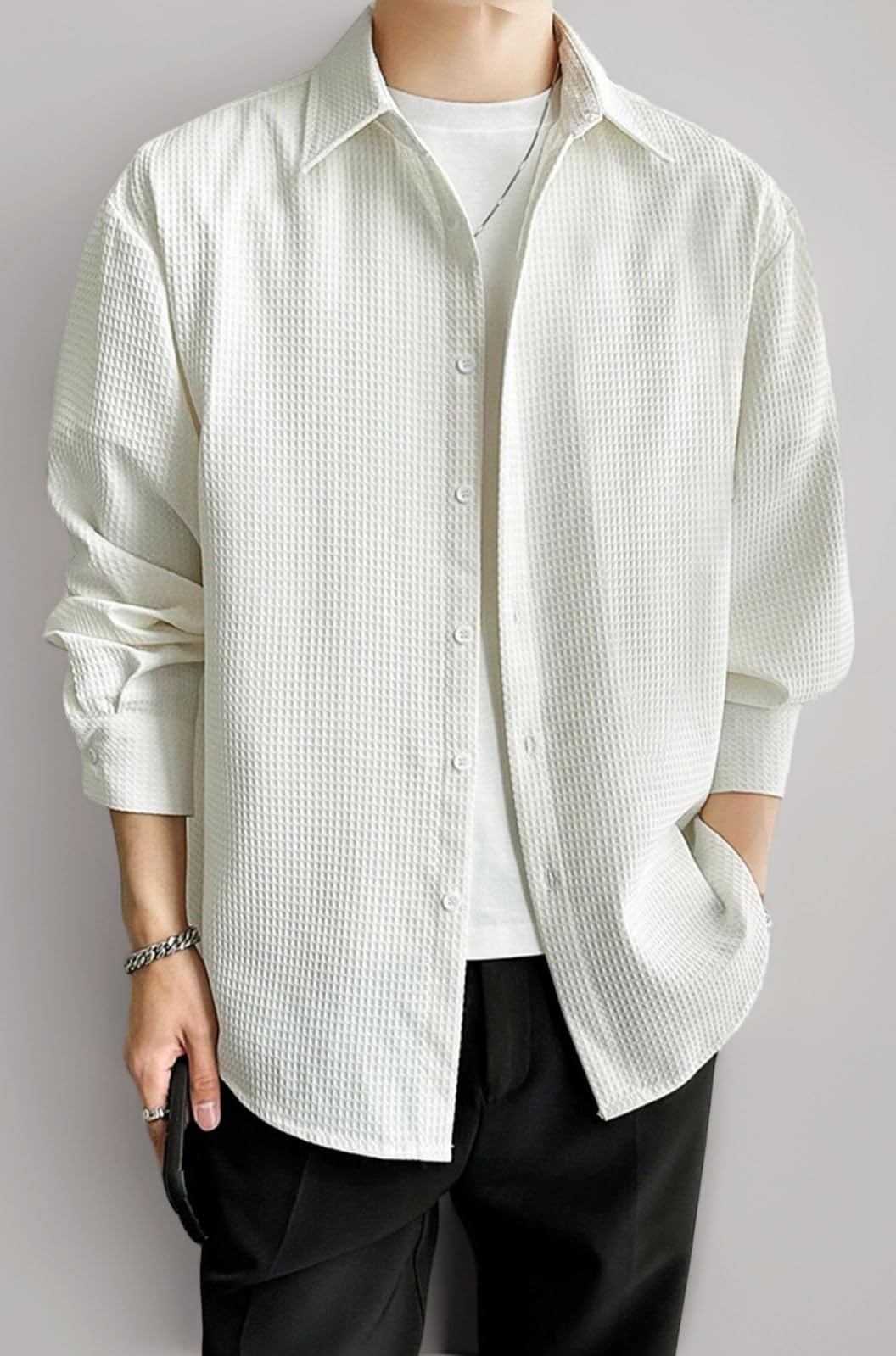 Leriya Fashion Men's Formal Button Down Shirt – Slim Fit Shirt's for Men | Textured Long Sleeve Polycotton| Business & Meeting Ready (Available in Plus Size)