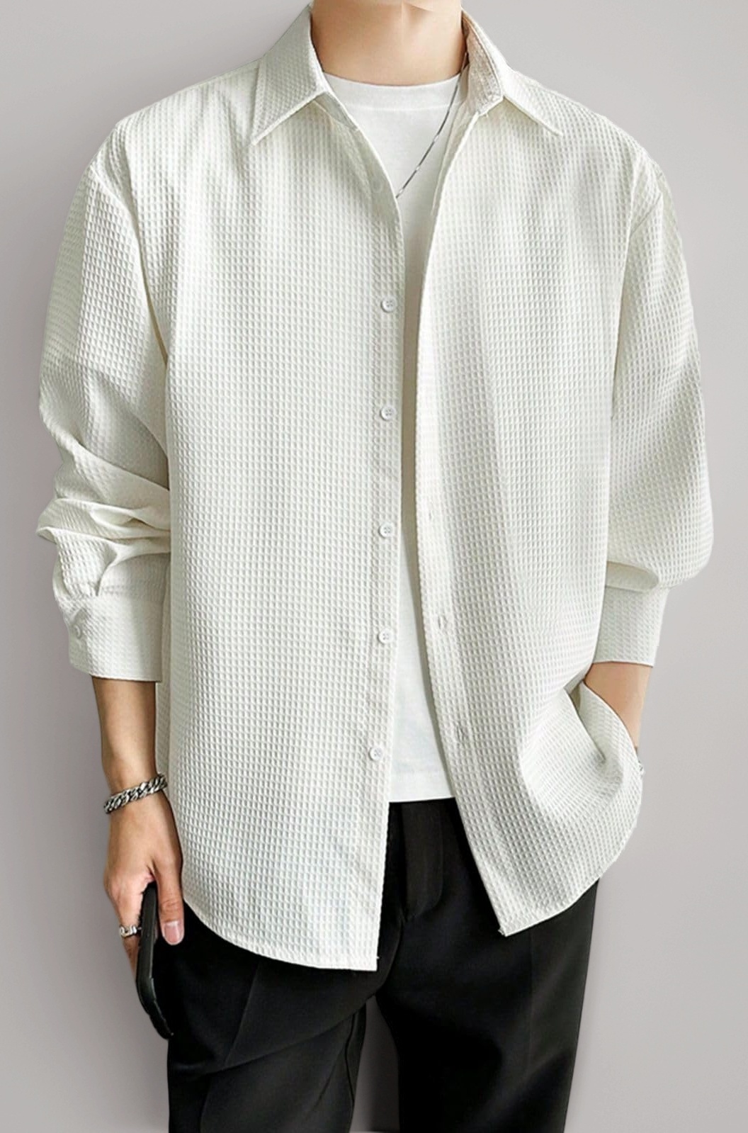 Men's Formal Button Down Shirt – Slim Fit Shirt's for Men | Textured Long Sleeve Polycotton| Business & Meeting Ready (Available in Plus Size and Combo Pack of 2)