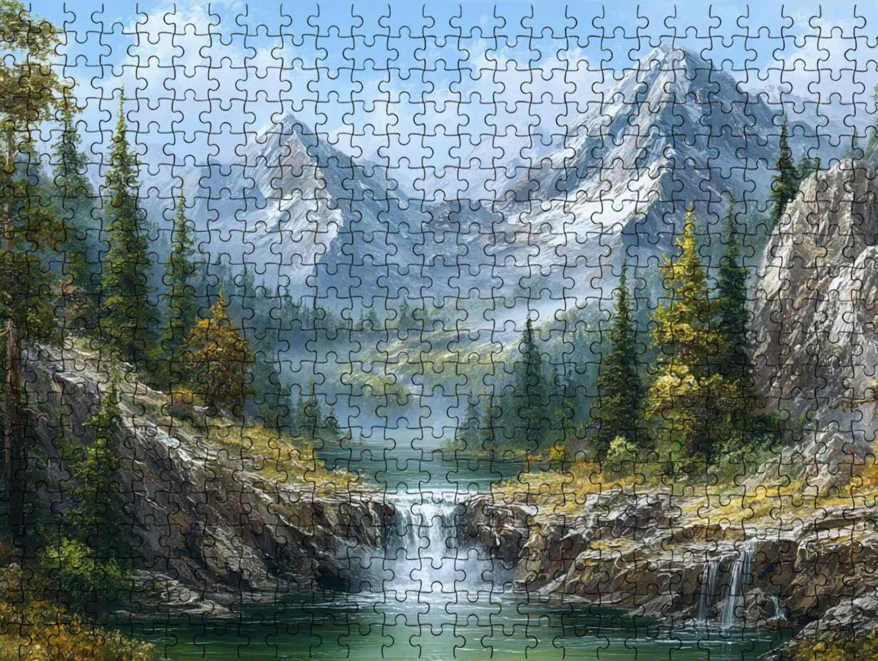 Wodospad Górski, Puzzle 5000 elementów dla dorosłych, drewniana układanka