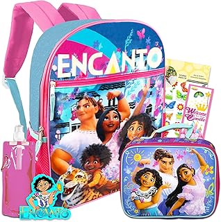 Encanto Backpack with Lunch Box Set - Bundle with Encanto Backpack, Encanto Lunch Bag, Water Bottle, Stickers, More | Encanto Backpack for Girls Disney