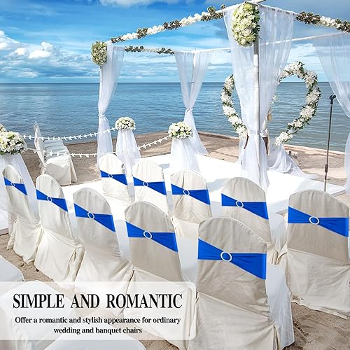 Miniatura 5 de BOUBONI Paquete de 25 bandas elásticas de elastano para sillas con hebillas para sillas plegables, bodas, fiestas, recepciones, baby shower,