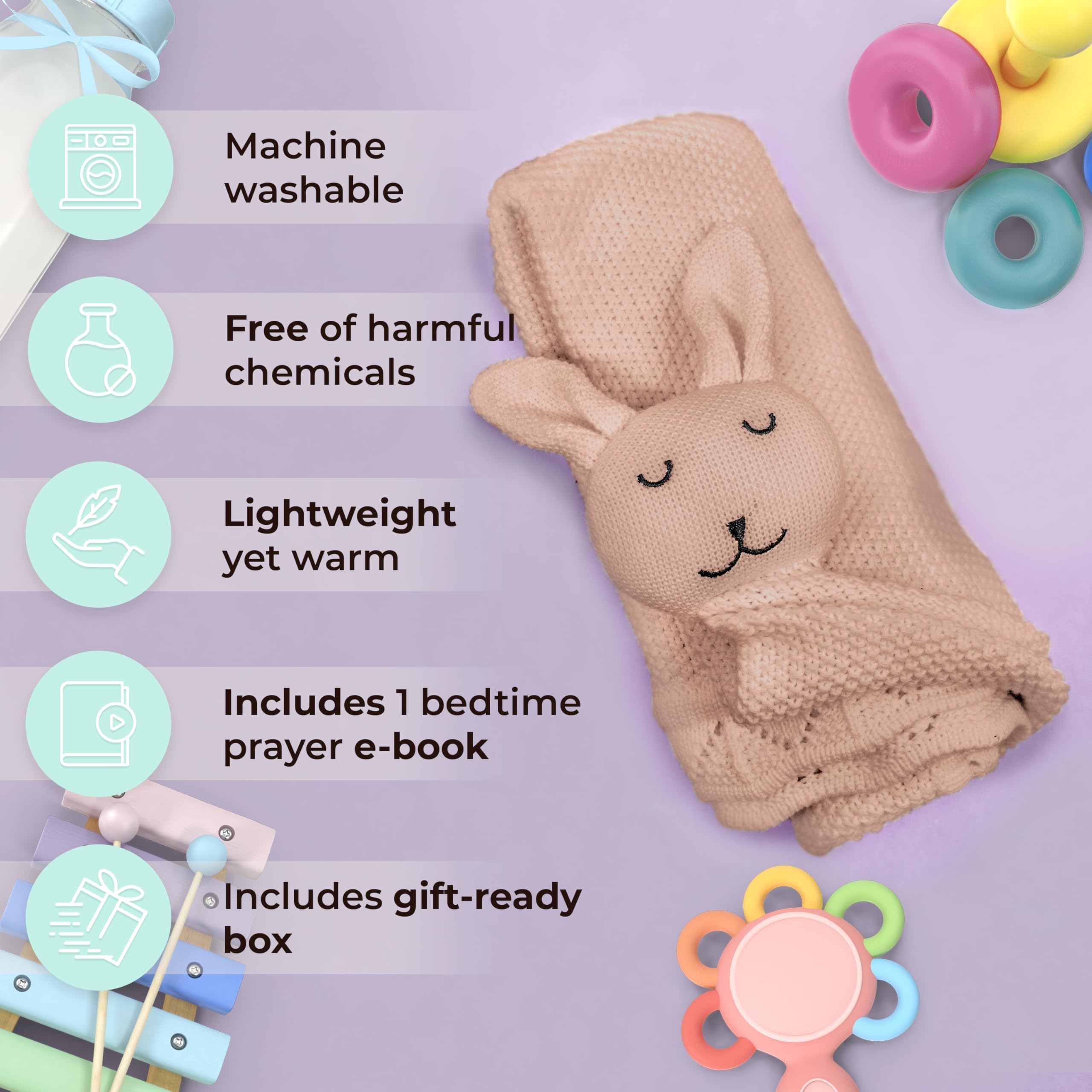 Manta orgánica para bebé para niños y niñas, edredón de felpa para bebés recién nacidos, algodón de punto súper suave y cálido, mantas para cochecito de bebé, regalos cristianos para