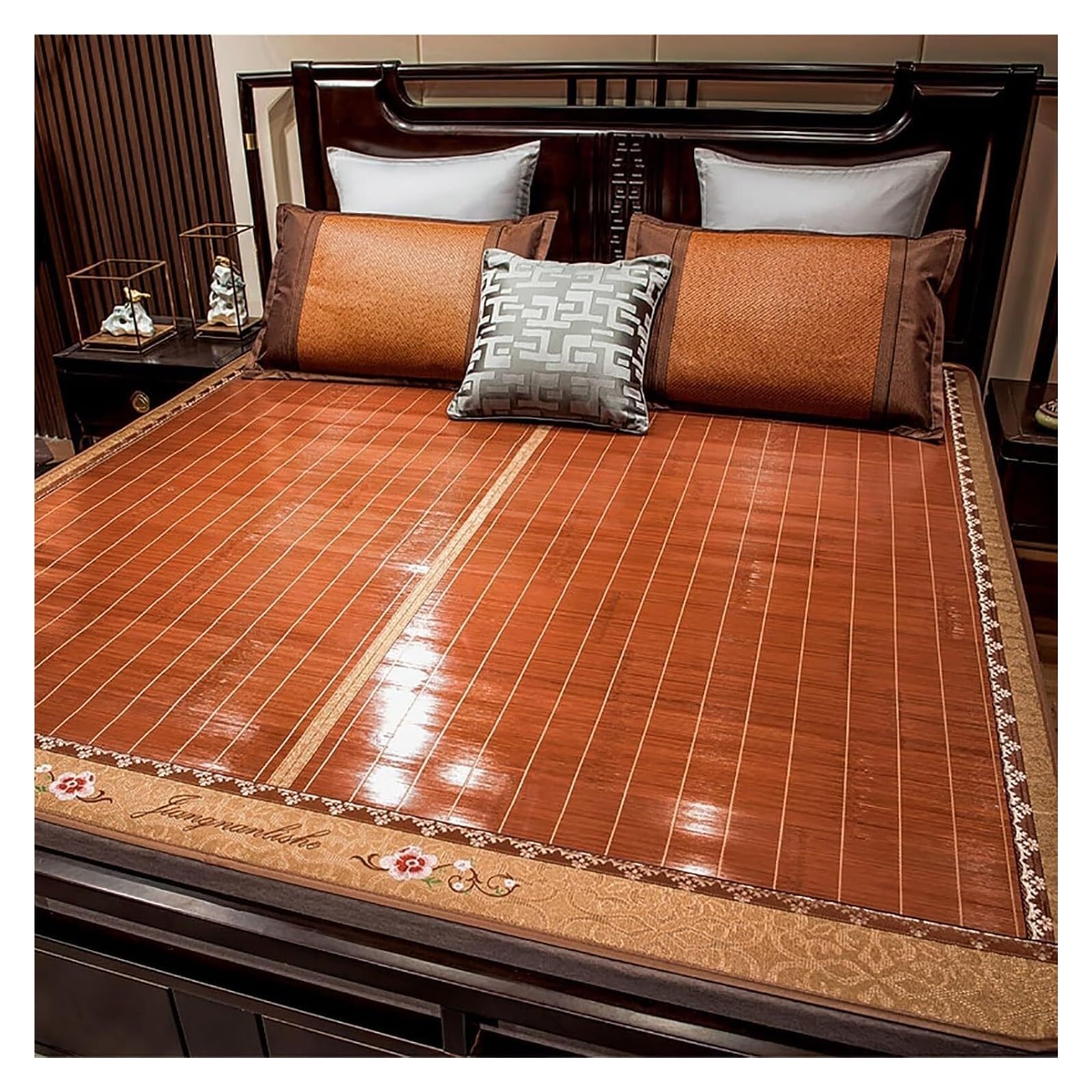 Summer Bamboo Bed Mat, Breathable Summer Sleeping Mat, Double-sided Cooling, Foldable, Multicolor, Multiple Sizes(C,1.8 * 2m/5.9 * 6.5FT)