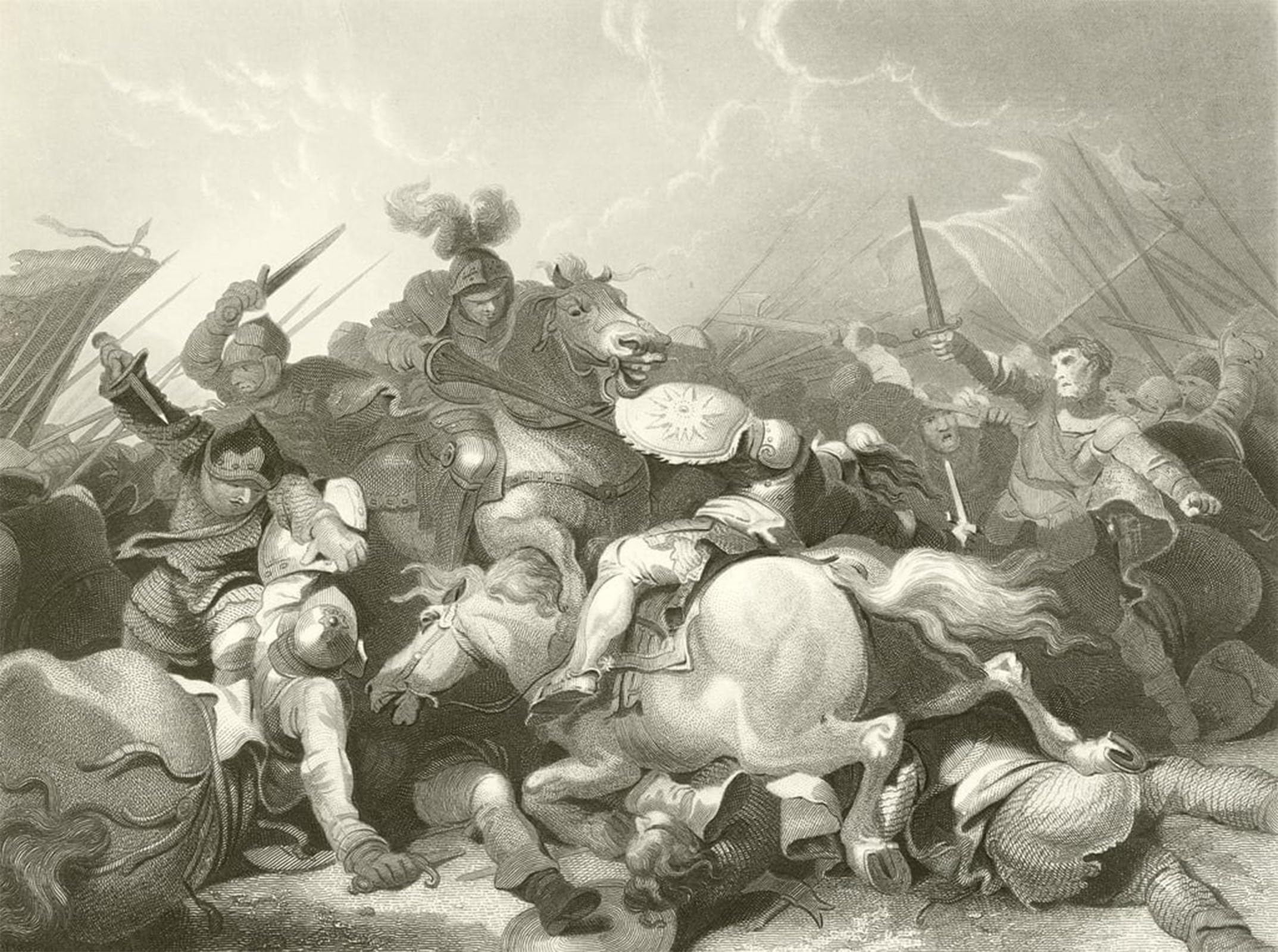POSTERIIk Famous Modern Artwork Art Mural Battle of Bosworth Field by Philippe Jacques De Loutherbourg Oil Paintings Pictures for Home Decor 60x90cm