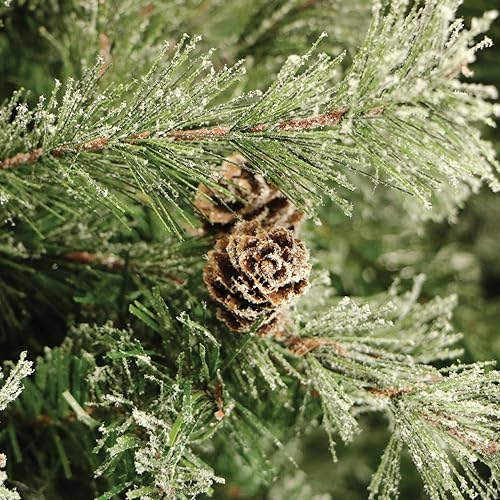 Miniatura 82 de Fraser Hill Farm Árbol de Navidad artificial flocado de abeto búfalo de 6.5 pies con doble luces LED multicolor y blanco cálido y soporte, árbol LED