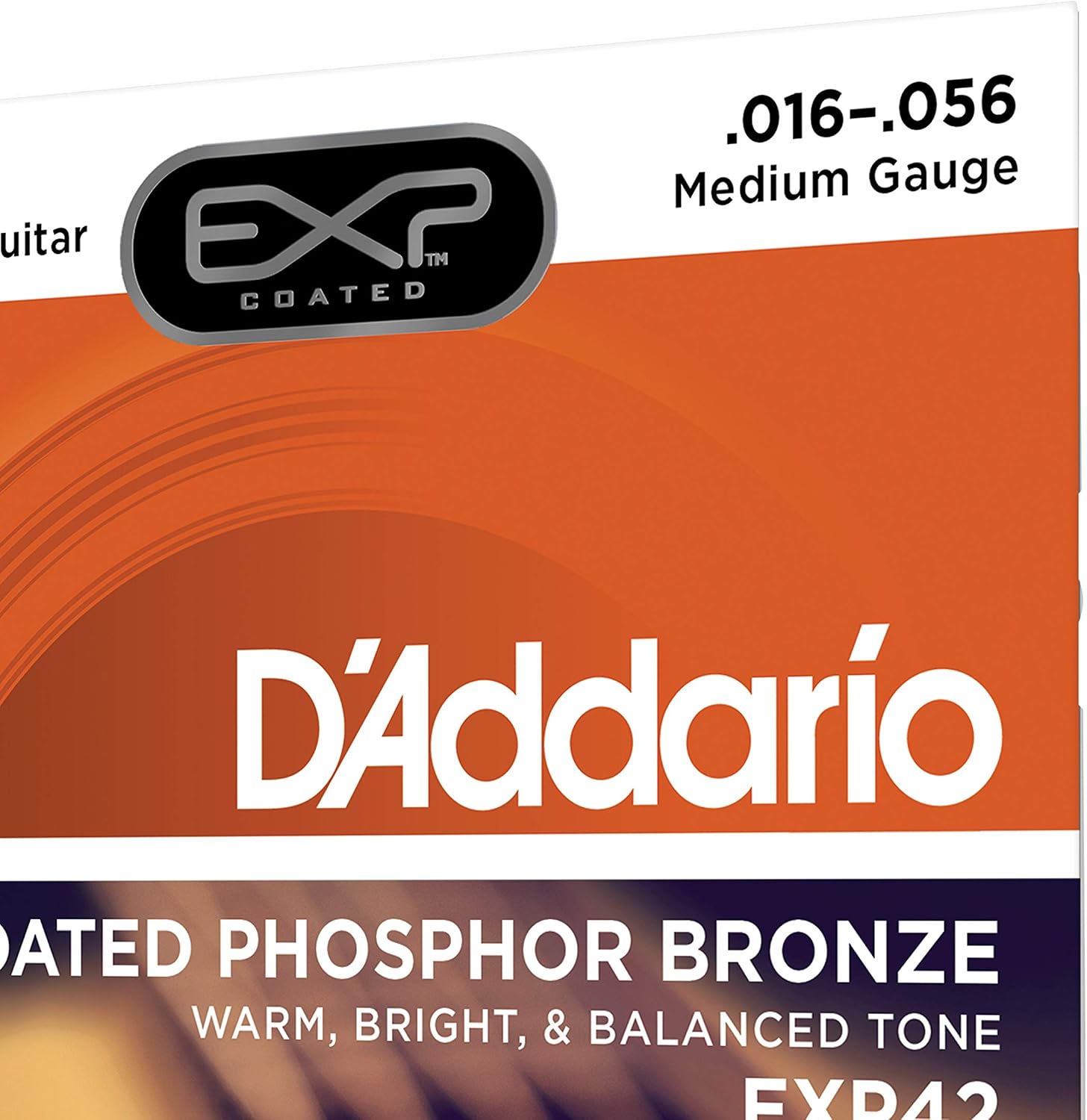 D’Addario EXP42 Coated Phosphor Bronze Acoustic Guitar Strings, Light, 16-56 – Offers a Warm, Bright and Well-Balanced Acoustic Tone and 4x Longer Life - With NY Steel for Strength and Pitch Stability