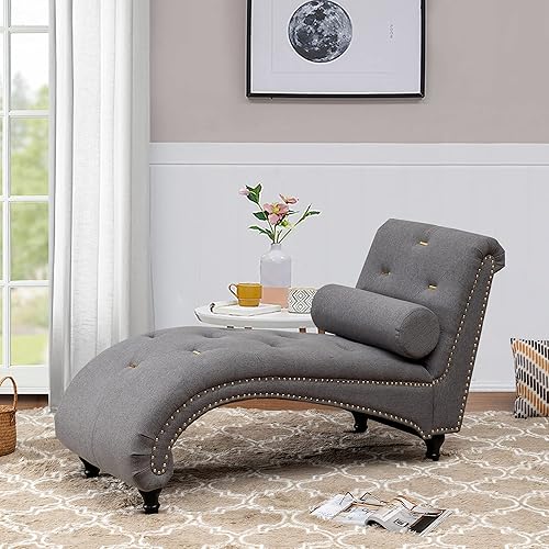 Miniatura 8 de Alunaune Sillón tapizado para interior reclinable de ocio, sofá sin brazos con almohada de madera para dormitorio, sala de estar, tela marfil
