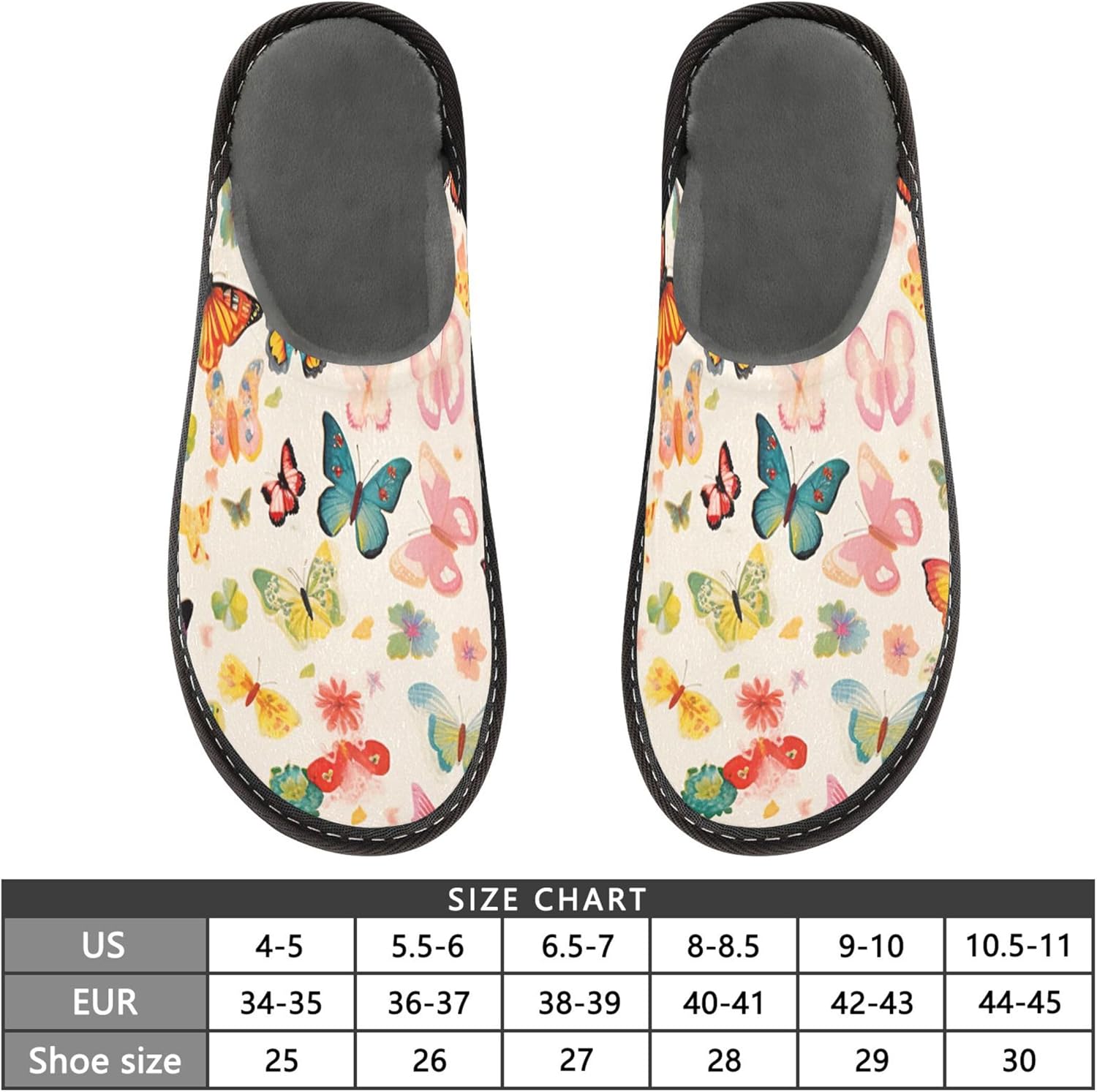 Butterfly House Slippers – Cozy Fuzzy Slippers for Guests, Washable & Disposable, Perfect for Shoeless Home, Spa & Hotel Use A111246