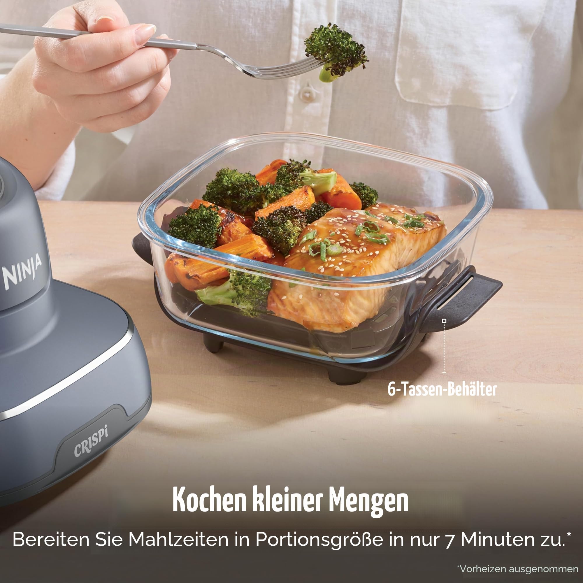 Ninja Crispi – Tragbares Kochsystem mit Crispi PowerPod, 6 Tassen und 4 Tempware-Glas-Tassen, hitzebeständig, Aufbewahrungsdeckel, mikrowellengeeignet